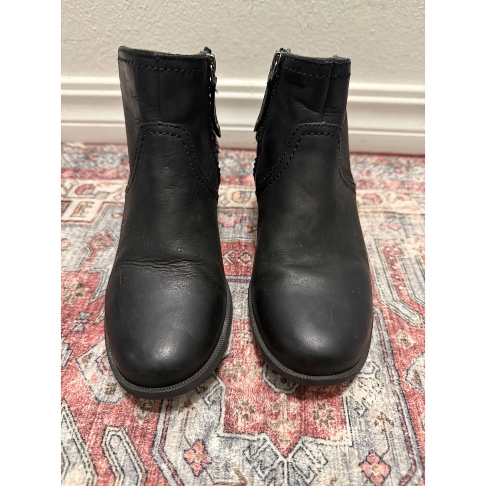 Teva Foxy Black Leather Harness Ankle Boots‎ Stacked Heel 1012462 Womens 7